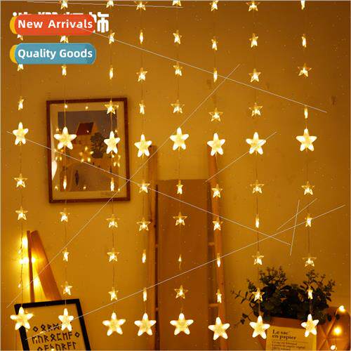 Beaded stars bright color curtain lights string waterfall fl
