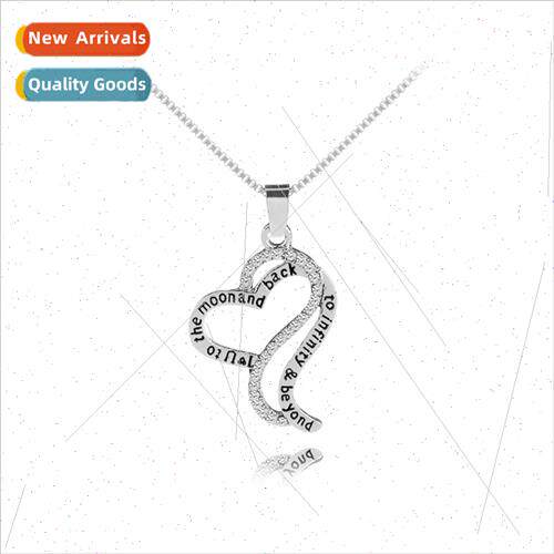 letters necklace I love you to moon back love diamond pendan