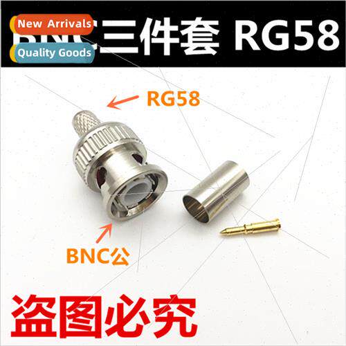 BNC Cold Crimp 3PCS Gold-Plated Pin RG58 BNC Crimp 75-3 Q9 V