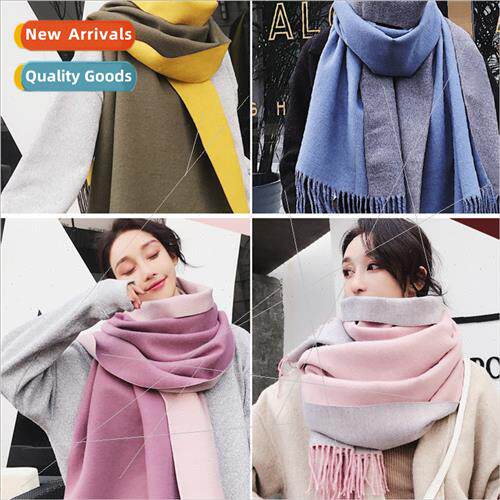 Double-sided scarf female solid color imation cashmere hundr