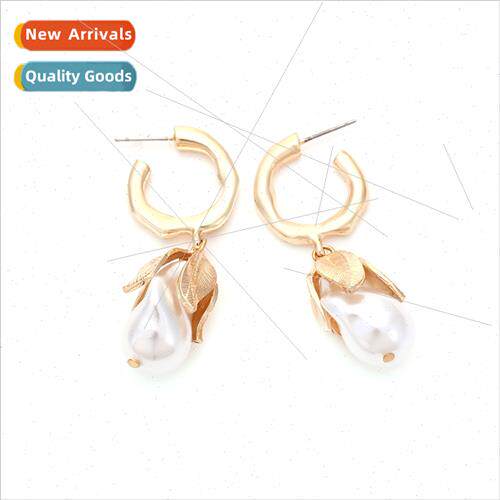retro simple imation pearl flower earrings temperament creat