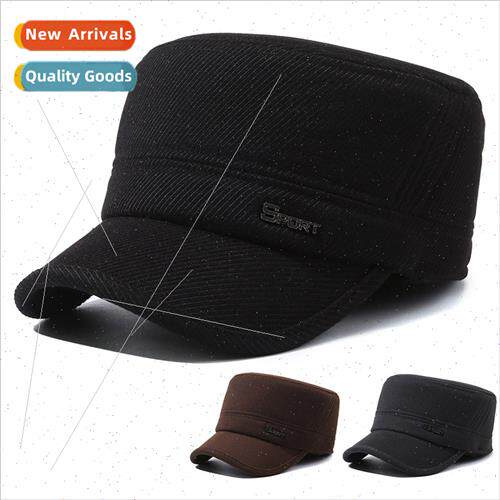 Middle-aged elderly hat men winter dad tweed flat top hat el