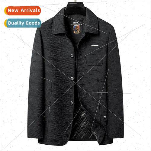 Autumn winter thickened lapel jacket men middle-aged elderly