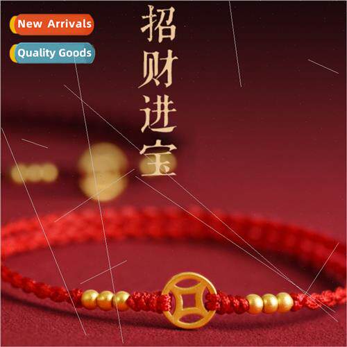 Copper money transfer beads bracelet red rope anklet men wom