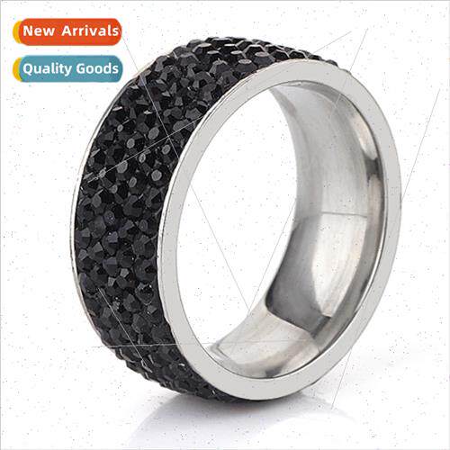 Blue black gray ring 8MM 5 rows diamonds Europe full diamond