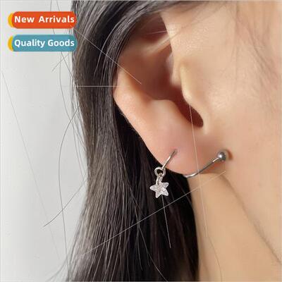 Rotating star screw earrings Korea fashion niche pentagram z