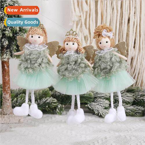 Christmas dolls wh multiple hairs green angel girl fabric Ch