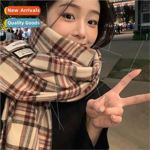 Korean  ins soft faux cashmere plaid scarf female winter col