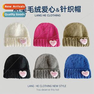 cap female ear love protecti winter knted fall Letter Korea