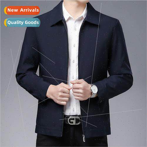 Dad jacket spring fall  jacket lapel middle-aged men casual