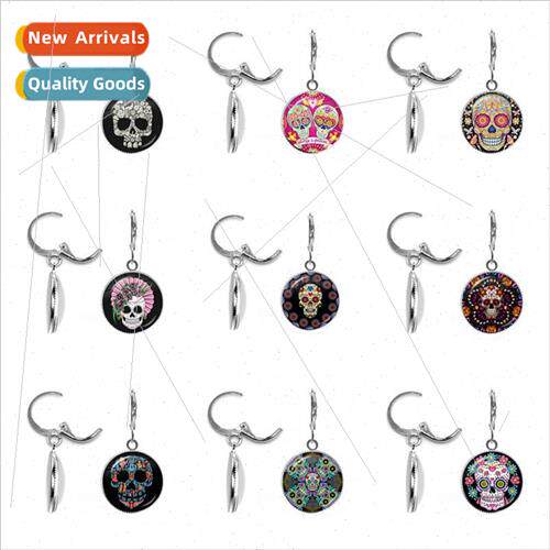 Hippie Skulls Mexican Candy Skull Earrings Timeless Gemstone