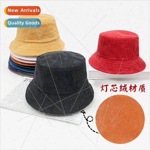 2023 new double-sided light plate corduroy fisherman hat fem