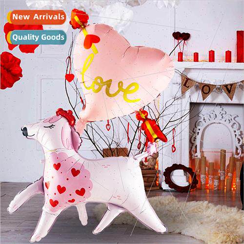 Creative Valentine Day Balloon Arrow Heart Pink Heart Poodle