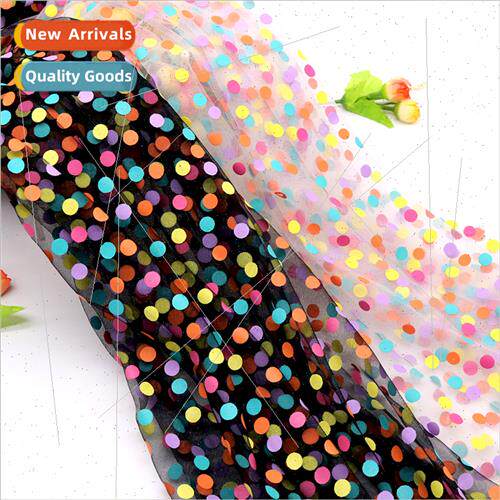 Colorful Dots Mesh Fabric Rainbow Polka Dots Offset Printed