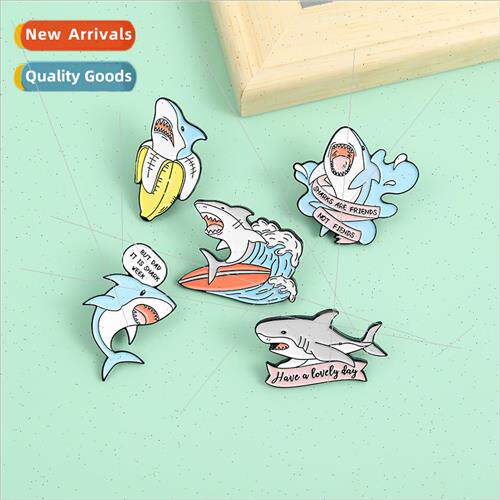 Cartoon Creative Shark Alphabet Brooch Accessories Pins Pers