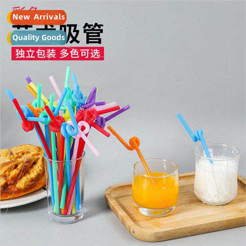 Disposable straws colorful art elbow handmade food-grade pla