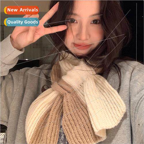 Korean  cold warm color-piecing short scarf Ms. winter stude