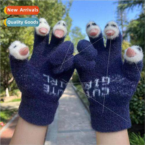 Solid color knted wool warm cold fall winter five fingers op