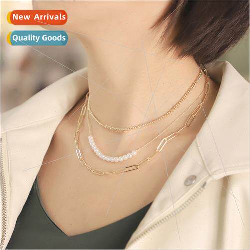 Pearl Multi-Chain Necklace Europe ins Stacking Layers mple H