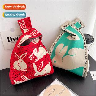 knting handbag new capacy fashion 2023 rabb female Large bag