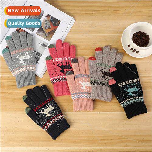 2023 new gloves cute deer padded thickened cold warm cycling