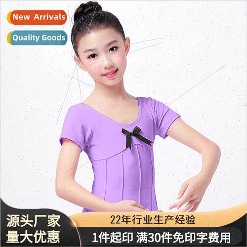 Dancewear childrens female practice clothes summer short-sle