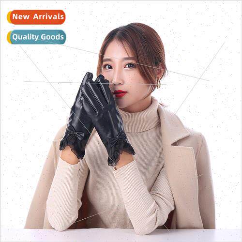 pu imation leather ladies gloves fashion lace fall winter pa