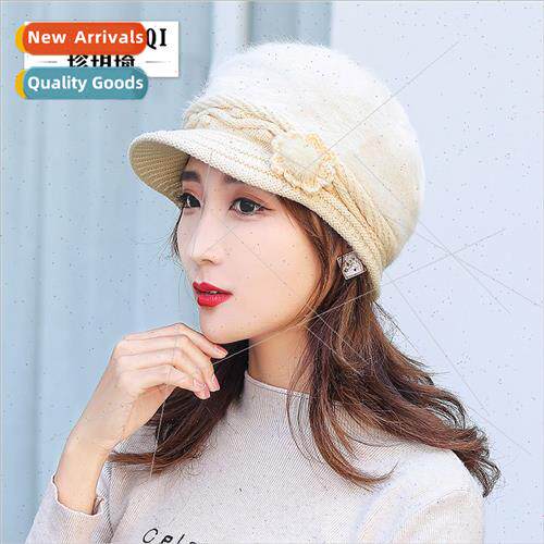 Winter new rabb hair beret ladies warm padded thickened kn c
