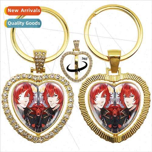 Japan Anime Genshin Glass 360 Degree Rotating Heart Pendant