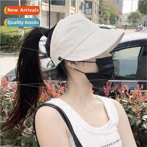 Summer quick-drying hollow top hat female tie ponytail show