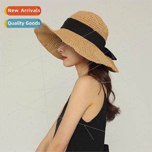 Ins straw hat female summer foldable beach hat female vacati