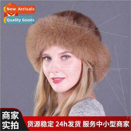 New mink whole leather cap top fox brim fashion cap ladies w