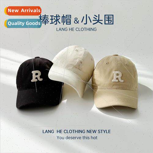 R letter children baseball cap washed soft top leisure versa