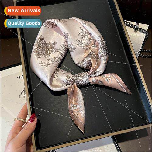 Floral flowers silk ribbon 100% mulberry silk scarf Korea  l