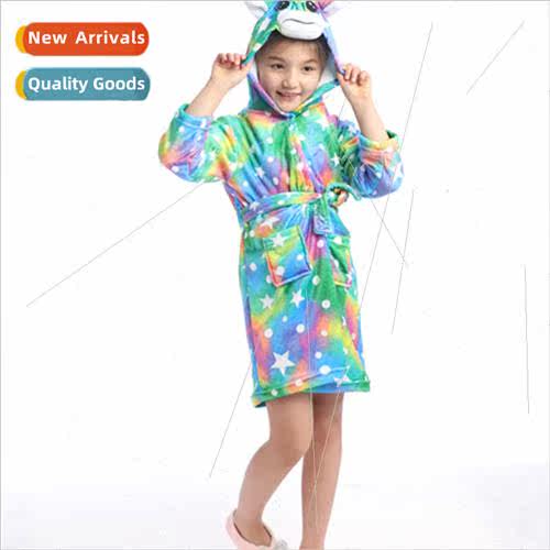 2021 new children facecloth Pegasus bathrobe cartoon pajamas