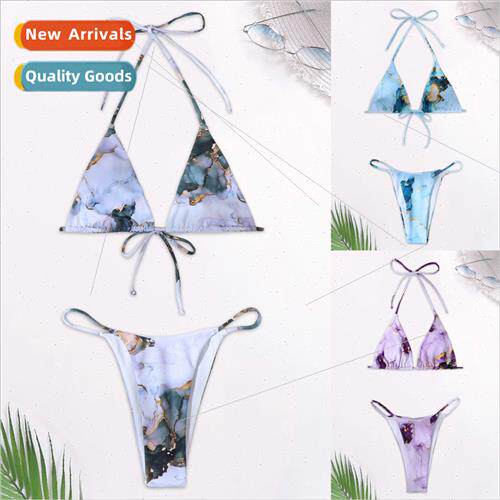 New Europe Gradient Tie-Dye Color Blocking Womens Swimsu Bik