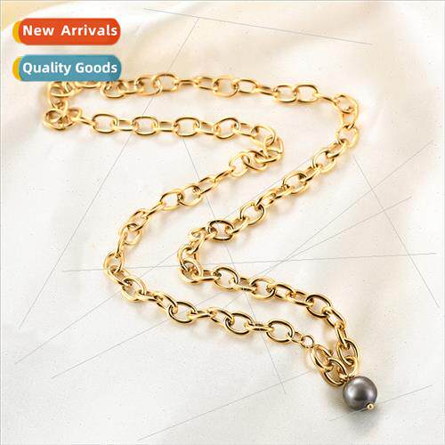 Europe vintage black pearl pendant necklace gold stainless s