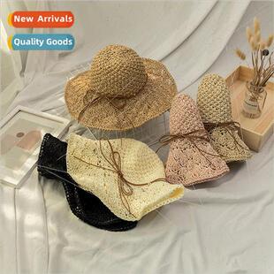 out hand woven Summer foldable ladies breathable hat Korea