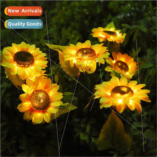 Led outdoor sunflower lily solar lights strings garden park