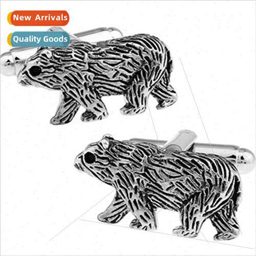 Men Women Buttons Bears Black Northern Bear Cufflinks Copper