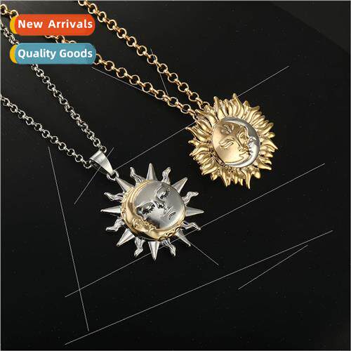 Personalized Human Face Sun Metal Necklace Sun Moon Alloy Pe