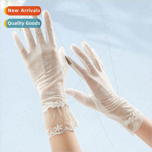 Ice silk sunscreen gloves female long driving UV summer thin