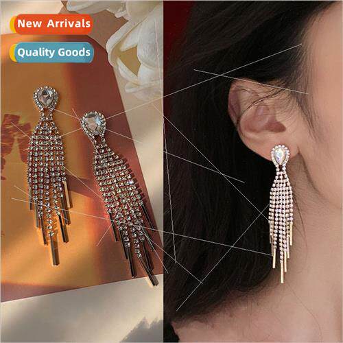 New long full diamond rhombus earrings noble fashion earring