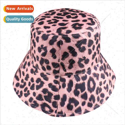 Summer  Ms. double-sided can wear leopard print fisherman ha
