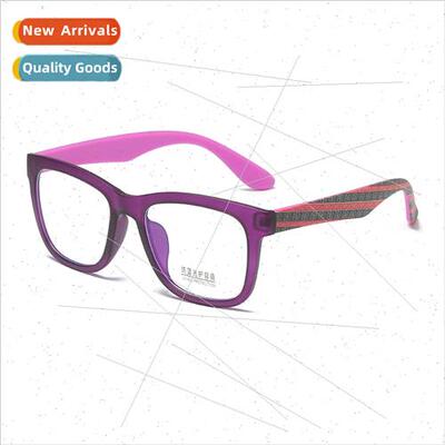 New casual eyeglasses TR8990 square large frame blue printed