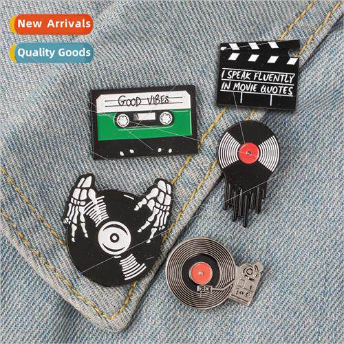 Compact Disc Phonograph Vinyl Record Pin Alloy Skull Finger