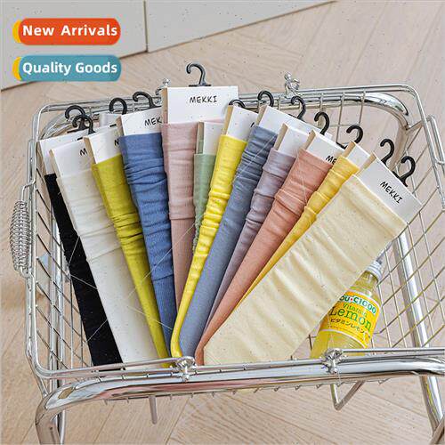 Summer thin combed cotton wh solid color stacked socks Japan