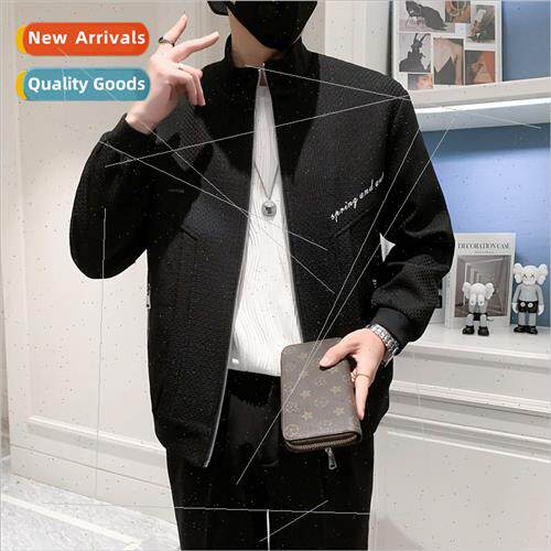 2023 Men new spring fall jacket loose collar waffle fashion
