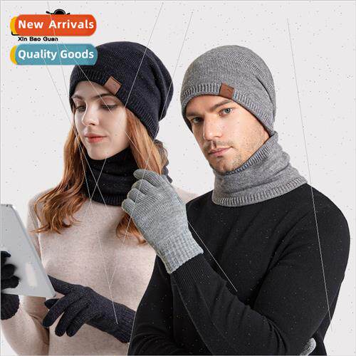9155 Warm knted wool hat winter hat neck gloves threePCS set