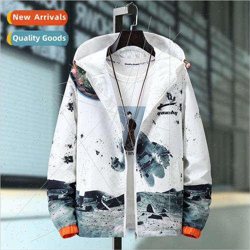 Jacket men spring fall 2021 new long hooded windbreaker nd w